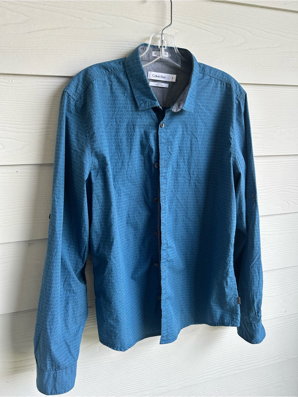 Calvin Klein Men’s Teal Button-Down Long Sleeve Shirt - Picture 3 of 5